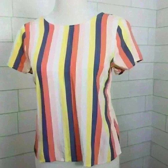 A&F XS Top Button Back NWT $34 Pastel Stripe - Picture 3 of 9